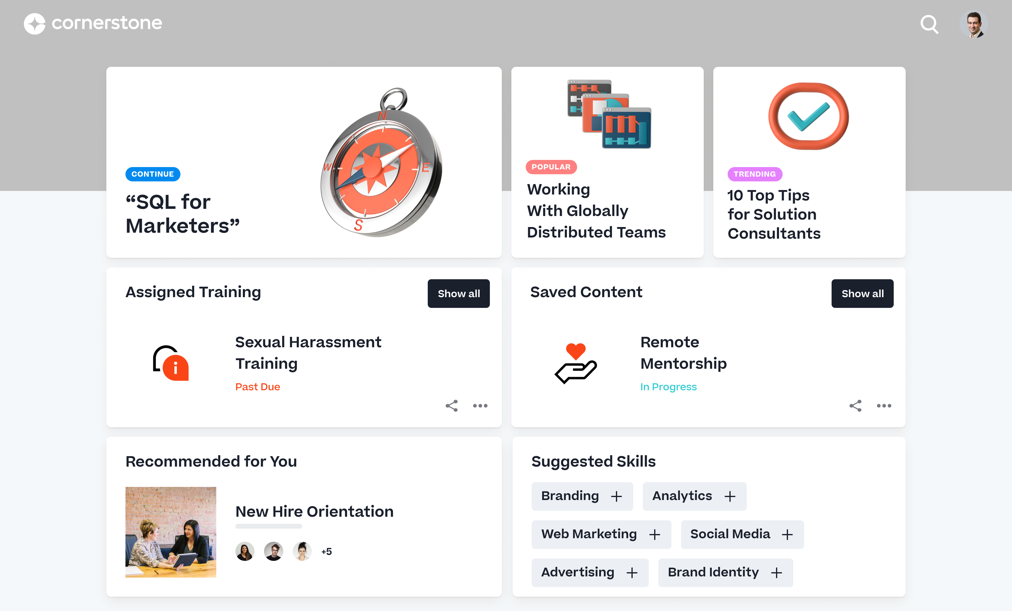 screenshot of Cornerstone LMS